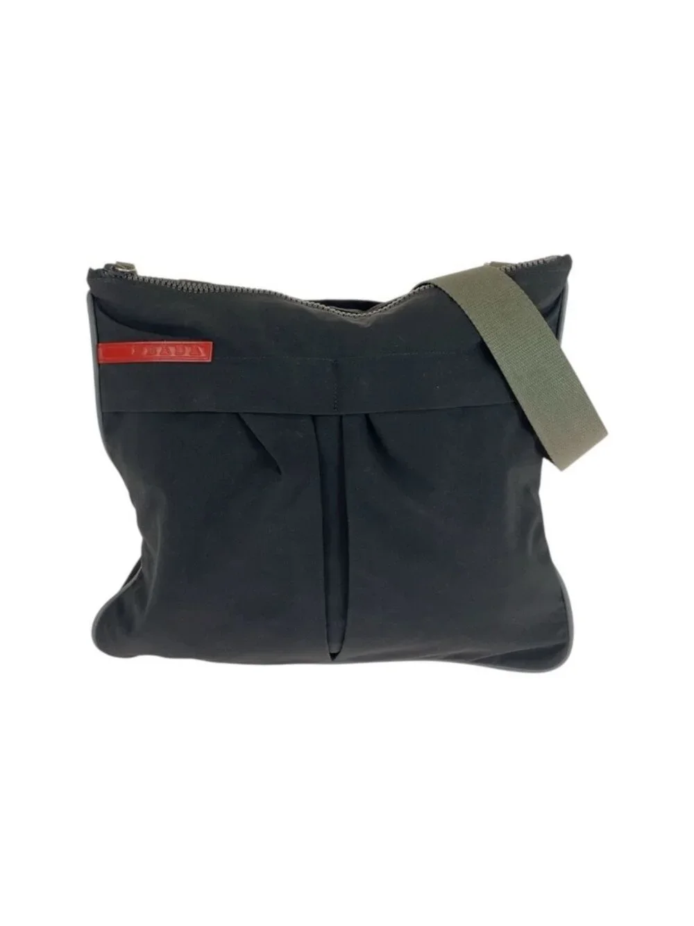Prada Sports Black Khaki Silver Nylon Shoulder Bag Pochette